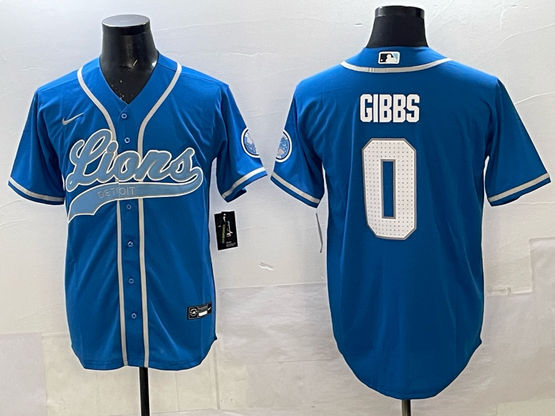 Men Detroit Lions 0 Gibbs blue NFL Nike 2025 jersey 005